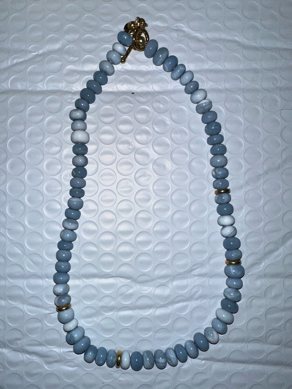 Mayamar Blue Opal 24k Gold Plated Necklace NEW! 16” with extender, 9mm stones